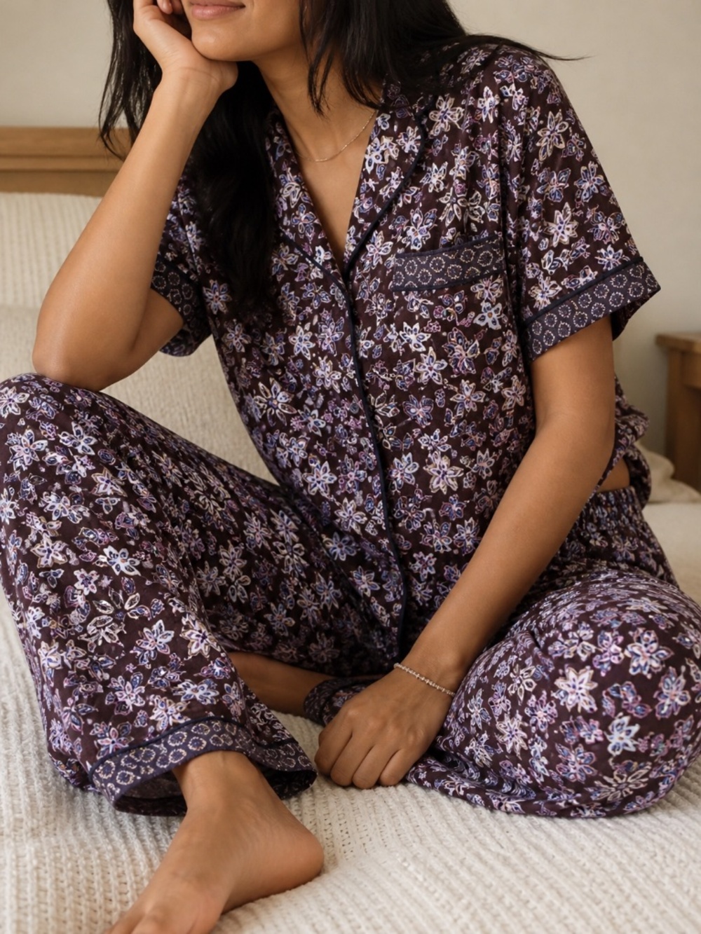Sundance Floral Sleepwear Lounge Set Pajama Top Pants Small/Med
